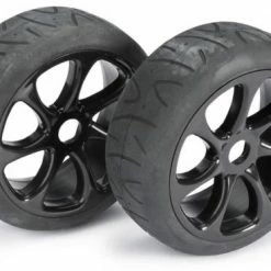 Absima Street Tyres On Black 7 Spoke 1:8 Buggy Wheels - 1 Pair